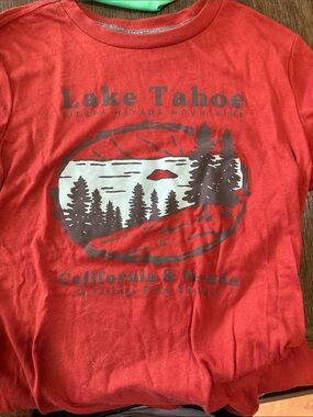 Old Navy Red Lake Tahoe Graphic Long Sleeve Tee